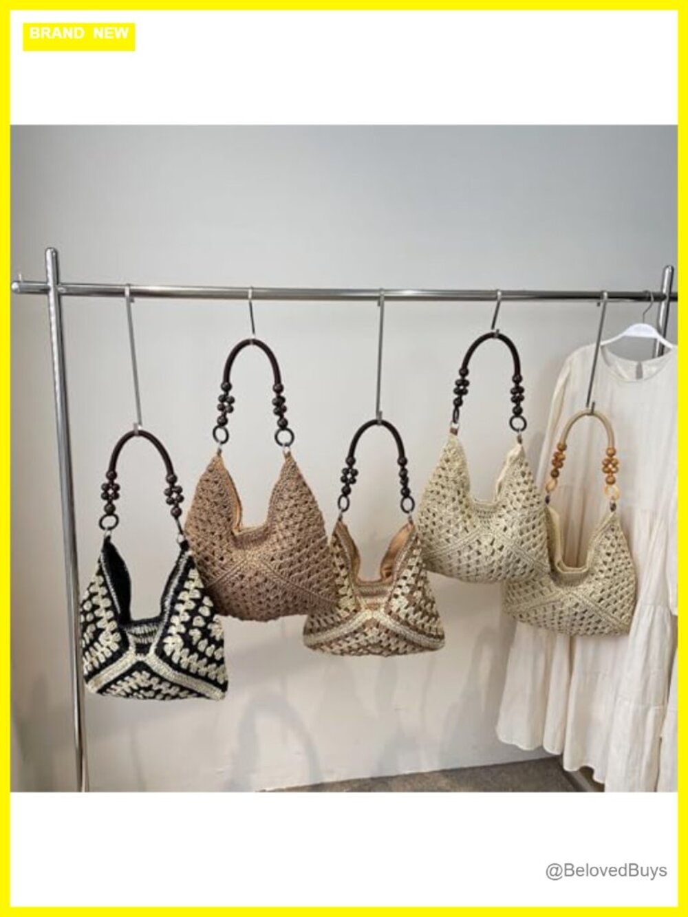 Straw Hobo Tote Bag Woven Beach Shoulder Purse for Vacation - Picture 6 of 6